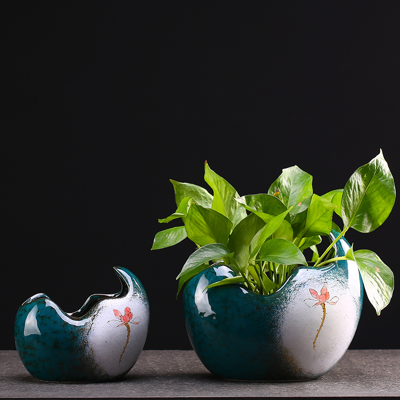 大号陶瓷花盆水仙花室内绿植物水培盆景家居创意个性铜钱草碗莲盆