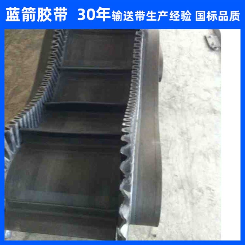 河北供应搅拌站大倾角裙边挡板输送带 橡胶裙边档格输送带