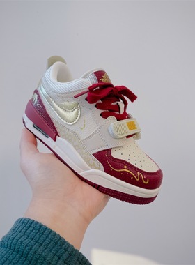 JBM 潮牌新年款儿童红色板鞋2026春季男女童时尚运动鞋百搭篮球鞋