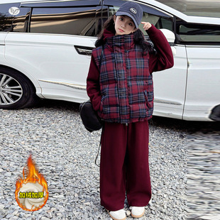 女童过年衣服洋气套装冬装2026新款女大童红色本命年新年战袍12岁