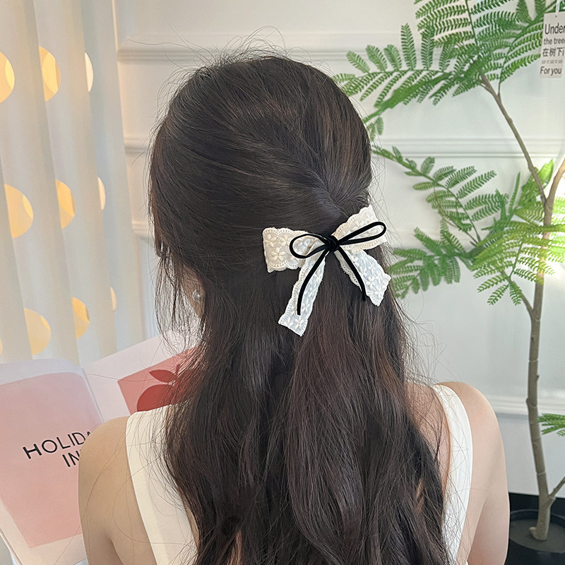 发夹侧边夹子头饰蝴蝶结蕾丝发卡飘带大肠发圈头绳女后脑勺扎头发