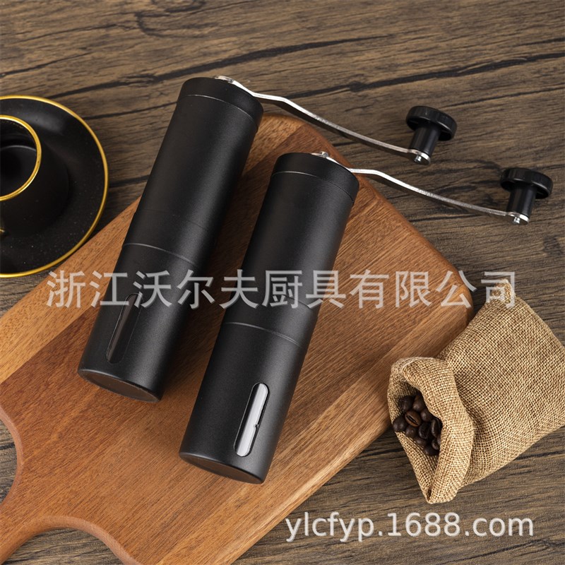 手摇咖啡磨豆机不锈钢黑色喷塑手摇咖W啡磨现货