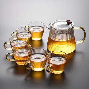 家 加厚玻璃过滤泡茶壶m高硼硅煮茶器茶壶套红花茶壶功夫茶具套装