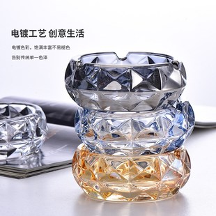 圆形小烟灰盅碟 酒店客房KTeV酒吧家用烟灰缸房间烟缸玻璃透明经典