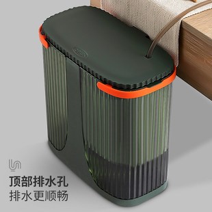 垃圾桶家用干湿分离茶o渣桶清洁桶按压密封茶水桶双分类密封收纳