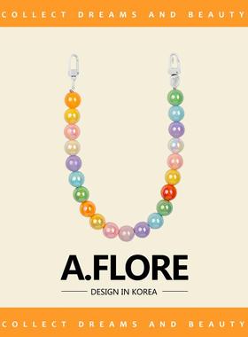 A.FLORE包包挂件女精致高级感韩系彩色串珠装饰链条小众包链配件