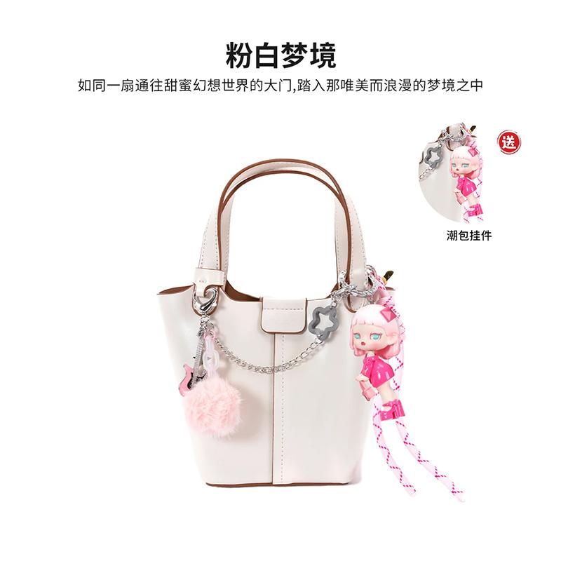 必灵女士简约水桶包单肩斜跨包包