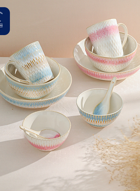 IPM HOME俄皇流沙Sand系列餐具5件套装高级感陶瓷家用碗盘马克杯