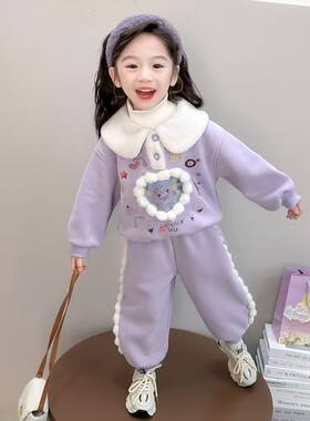 女童套装洋气冬款加绒加厚两件套