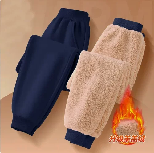 儿童童装羊羔绒保暖加绒加厚冬季长裤儿童百搭女童裤子一体松紧腰