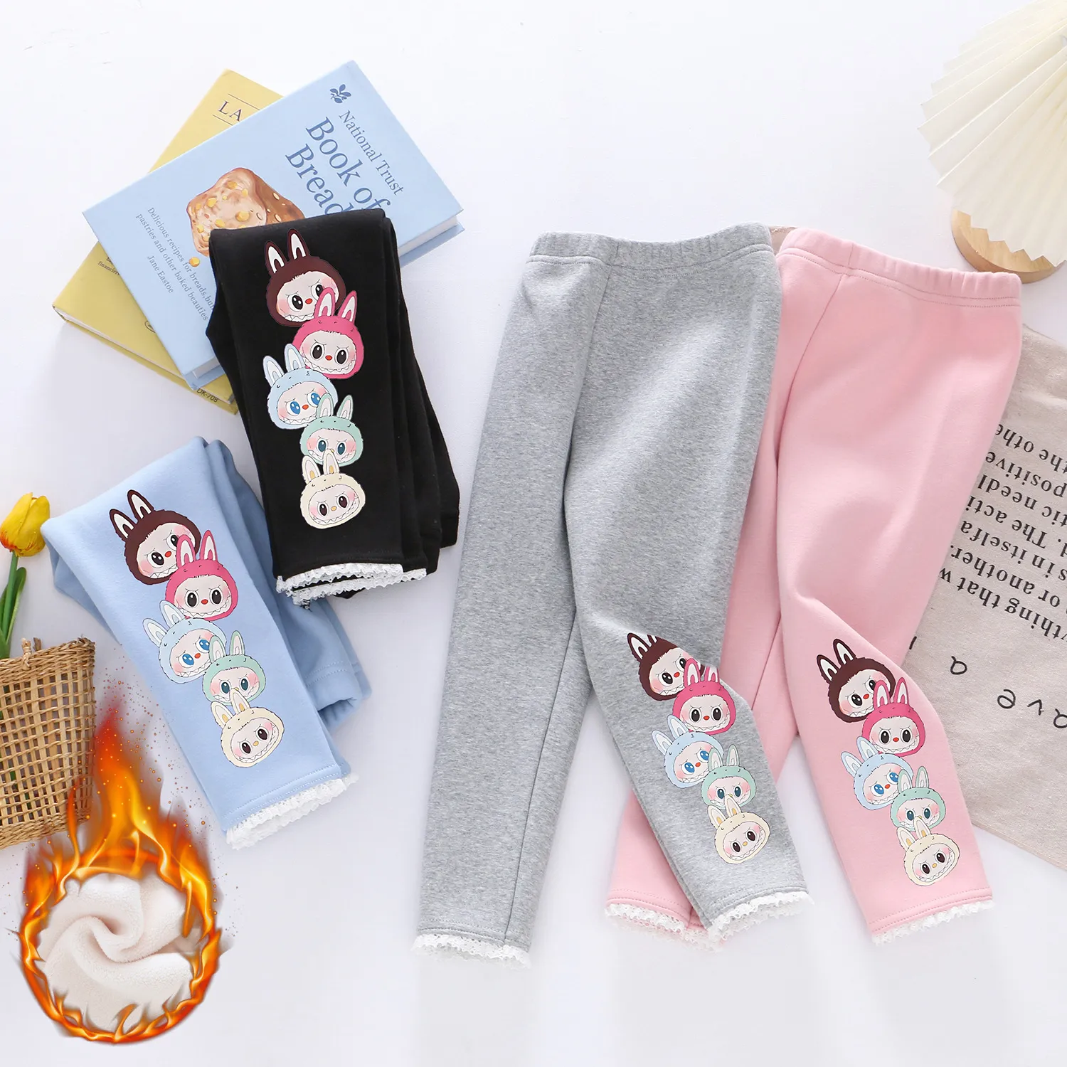 女童加绒打底裤儿童幼儿园上学外穿加绒加厚长裤女宝一体绒打底裤