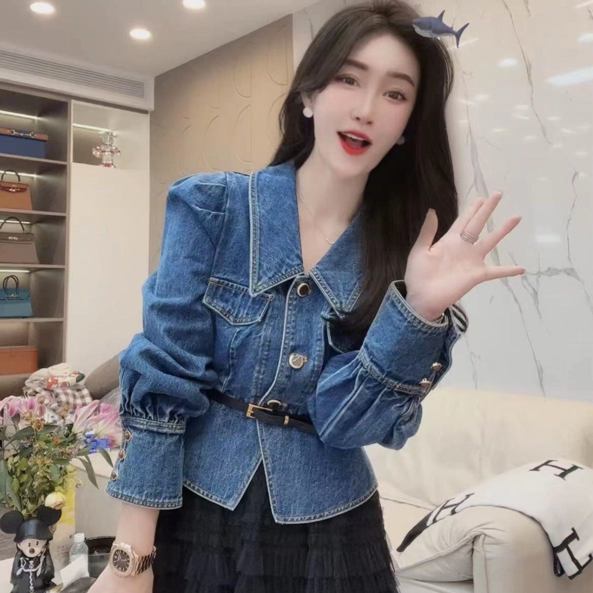 TX 新款复古翻领牛仔外套 B2105