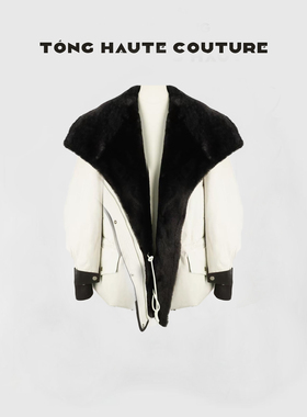 【浮白】冬季新国标90白鹅绒拼接皮毛一体百搭鹅绒服 YW753