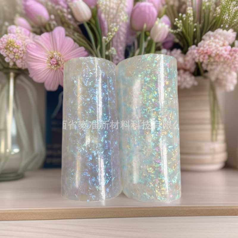 双闪吧唧色纸渐变色闪底纸五金工艺品表面装饰贝壳纹膜PVC塑料片