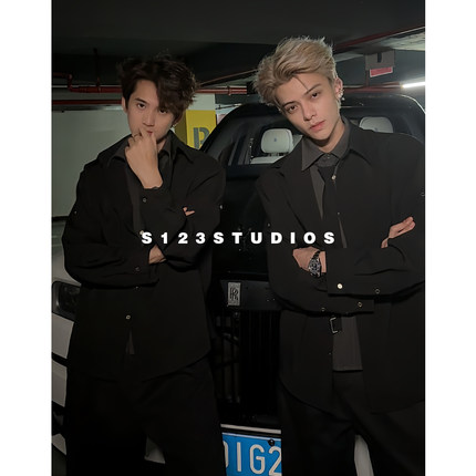 S123假两件拼接领带设计抗皱衬衫简约纯色宽松百搭通勤上衣