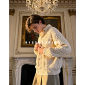 S123「王庭织典」贵族重工粗绞花2026秋冬新款 针织扭花夹克外套