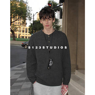 S123 100%澳洲超细羊毛亨利领毛衣新贵老钱风百搭打底衫男