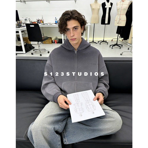 满天星烫钻渐变开衫连帽卫衣