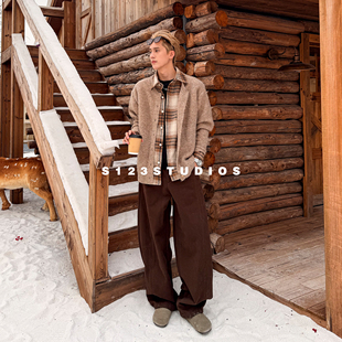 S123【雅调层阶】老钱风假两件拼接衬衫领夹克外套cleanfit针织衫