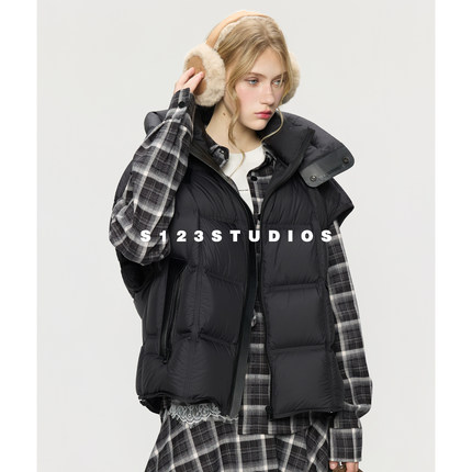 S123 冬季新款简约羽绒马甲男女宽松百搭休闲保暖外套上衣潮