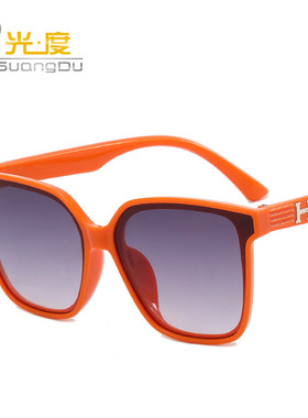 新款大框方形字时尚太阳眼镜男 ins风网红桔色墨镜太阳镜女