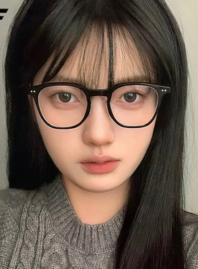新款时尚素颜防蓝光眼镜女米钉方框黑框平光镜近视框架眼镜