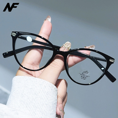 复古黑框猫眼素颜眼镜框方圆脸显瘦网红女生可配度数近视防蓝光镜