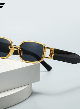 欧美新款太阳镜街拍潮人同款小方框眼镜时尚防紫外线铁环嘻哈墨镜