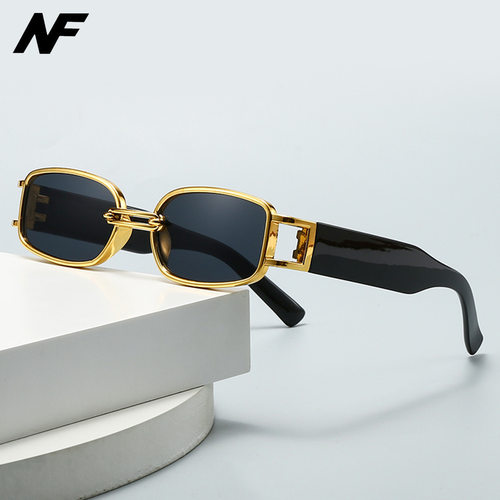 欧美新款太阳镜街拍潮人同款小方框眼镜时尚防紫外线铁环嘻哈墨镜