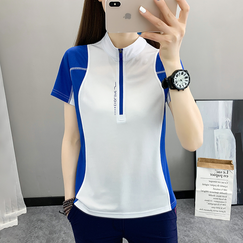 户外短袖速干T恤女休闲运动夏季跑步健身排汗透气弹力立领快干衣