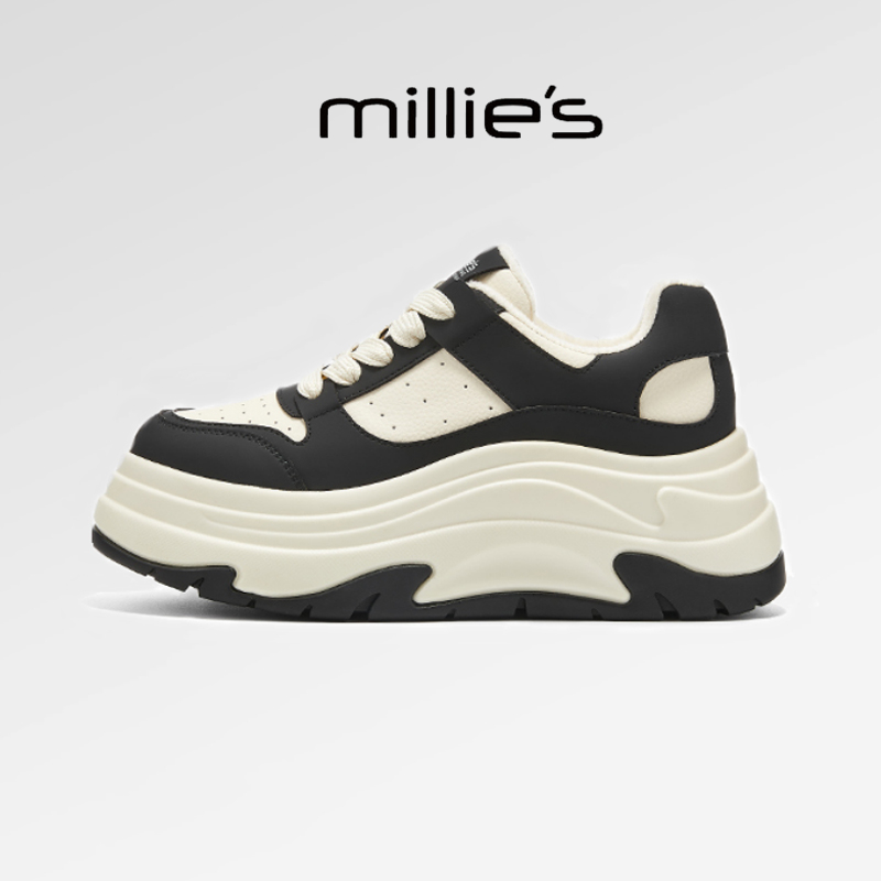 顺丰包邮黑白拼接厚底增高休闲鞋