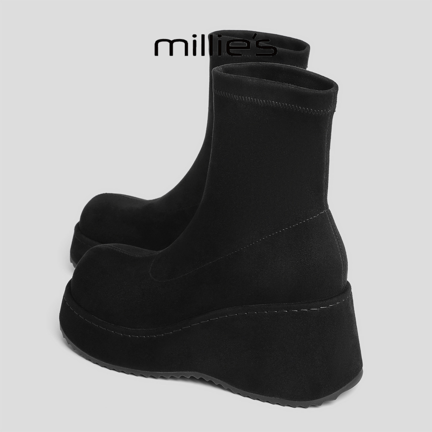 MILLIE'S/妙丽厚底松糕弹力靴