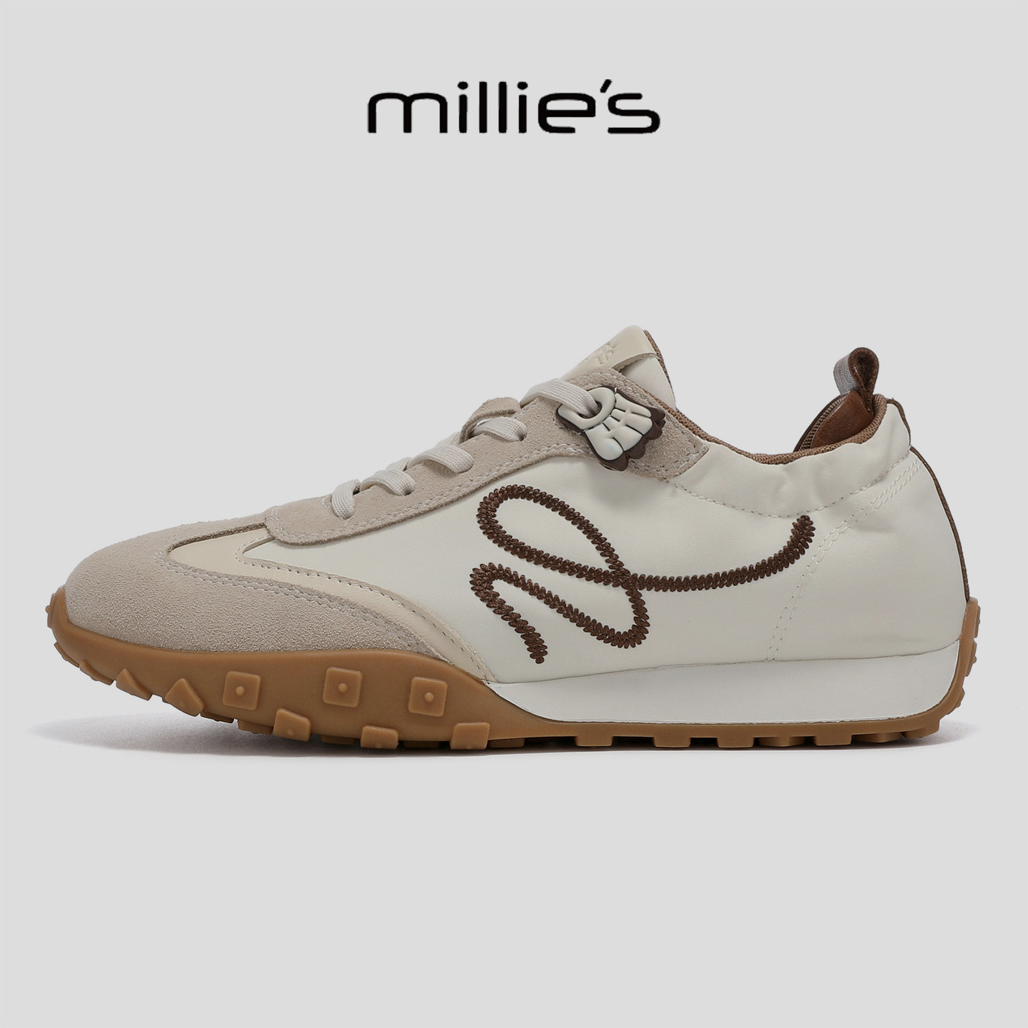 MILLIE'S/妙丽2026春季舒适百搭平底休闲鞋女轻便跑步复古德训鞋,女鞋,时尚芭蕾鞋,淘宝优惠券,粉丝福利购,淘宝优惠卷