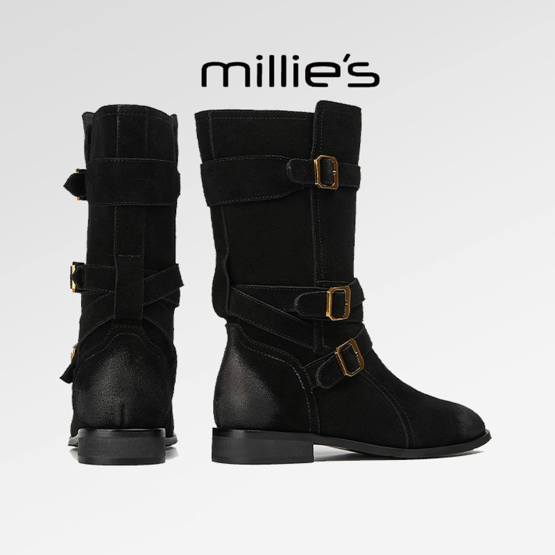 2024年新款美拉德皮靴骑士靴真皮