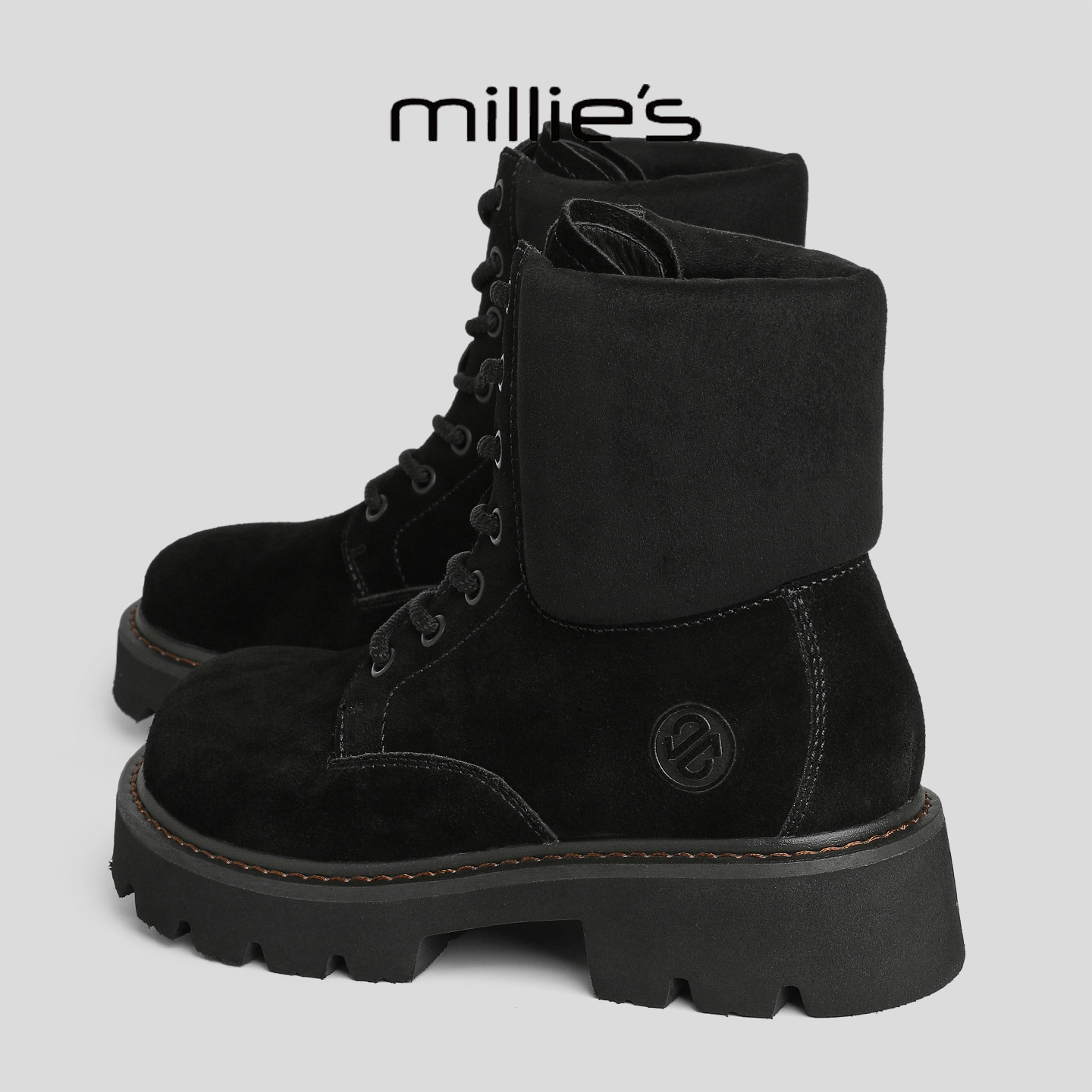 MILLIE'S/妙丽真皮厚底女士靴子