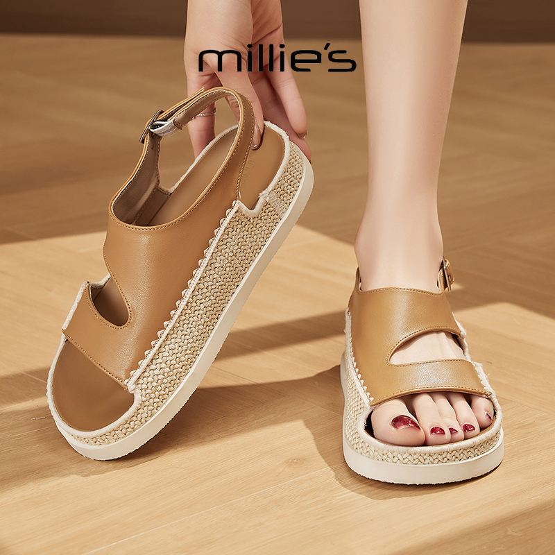 MILLIE'S/妙丽编织草编凉鞋