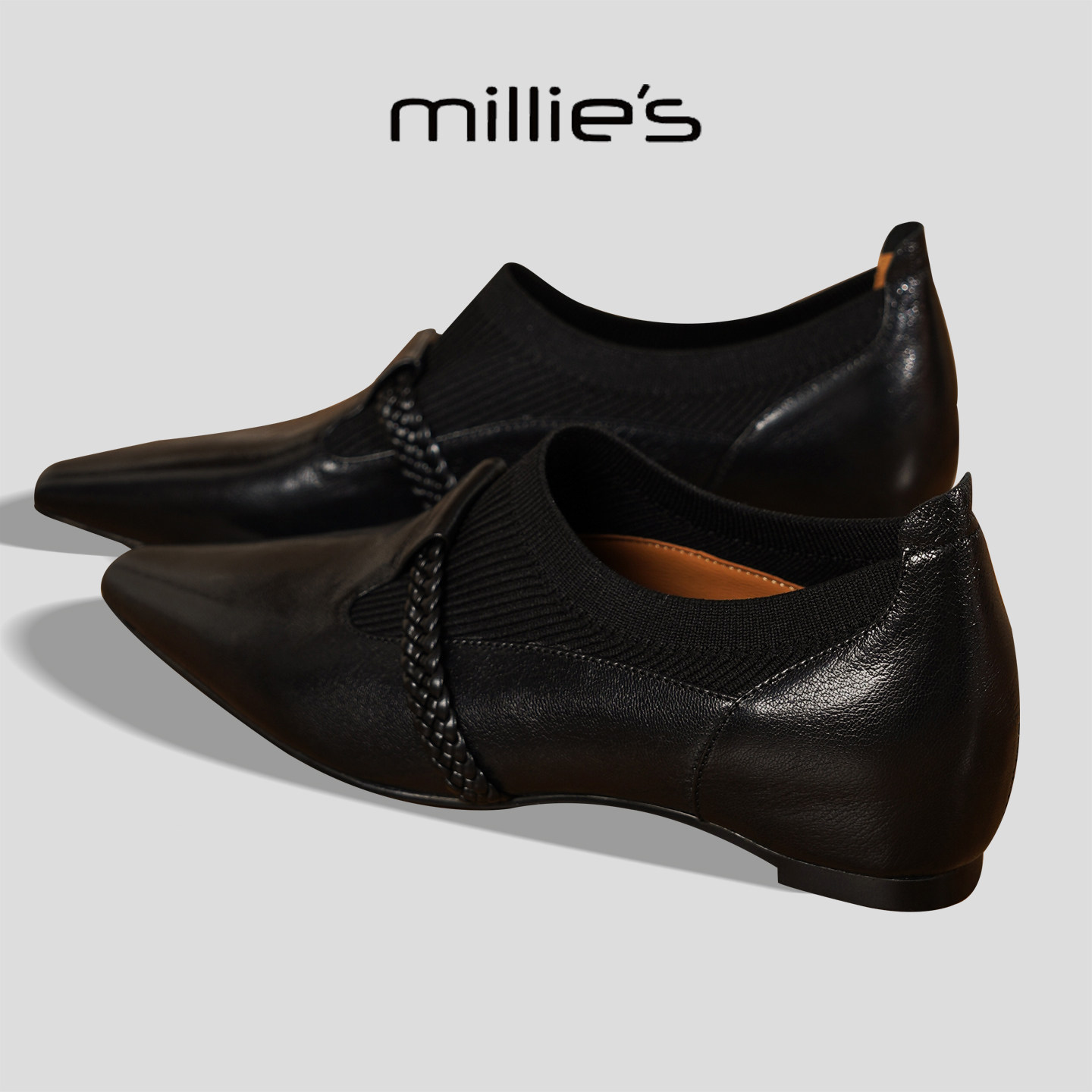 MILLIE'S/妙丽2025新款复古英伦风小皮鞋女粗跟方头低跟通勤单鞋Q,女鞋,浅口单鞋,淘宝优惠券,粉丝福利购,淘宝优惠卷