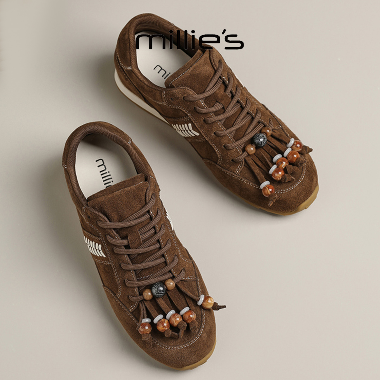 MILLIE'S/妙丽真皮德训鞋女