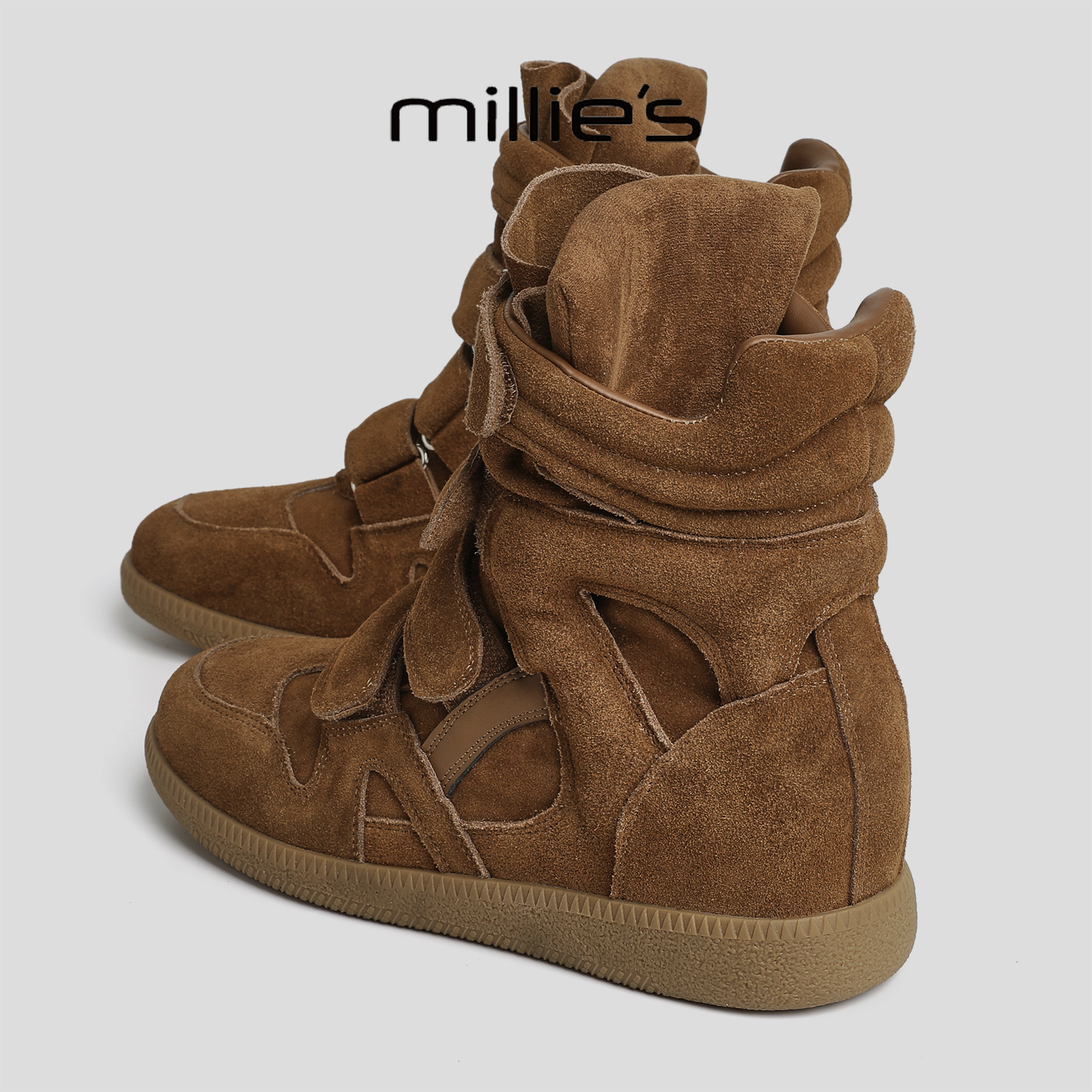 MILLIE'S/妙丽真皮厚底短筒靴