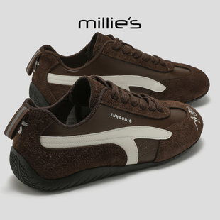 女巨好看舒适不累脚阿甘鞋 妙丽冬季 真皮拼接德训鞋 新款 MILLIE