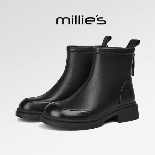 高级感新款时尚百搭后拉链短靴