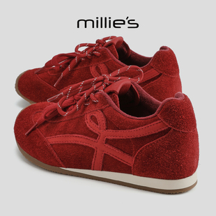 MILLIE'S/妙丽2025冬季新款加绒保暖舒适休闲德训鞋运动阿甘鞋女