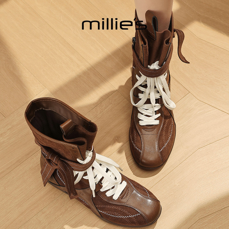 MILLIE'S/妙丽2026新款时尚百搭休闲鞋女舒适透气户外女靴