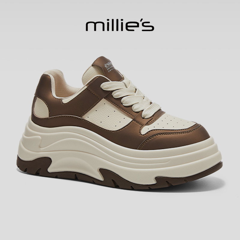 MILLIE'S/妙丽真皮厚底小白鞋