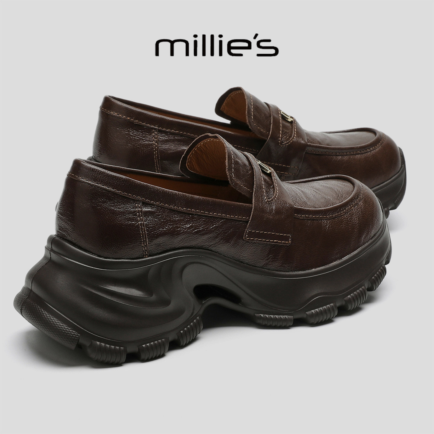 MILLIE'S/妙丽一脚蹬百搭休闲工装鞋增高厚底巨好看厚底乐福鞋女,女鞋,工装鞋,淘宝优惠券,粉丝福利购,淘宝优惠卷