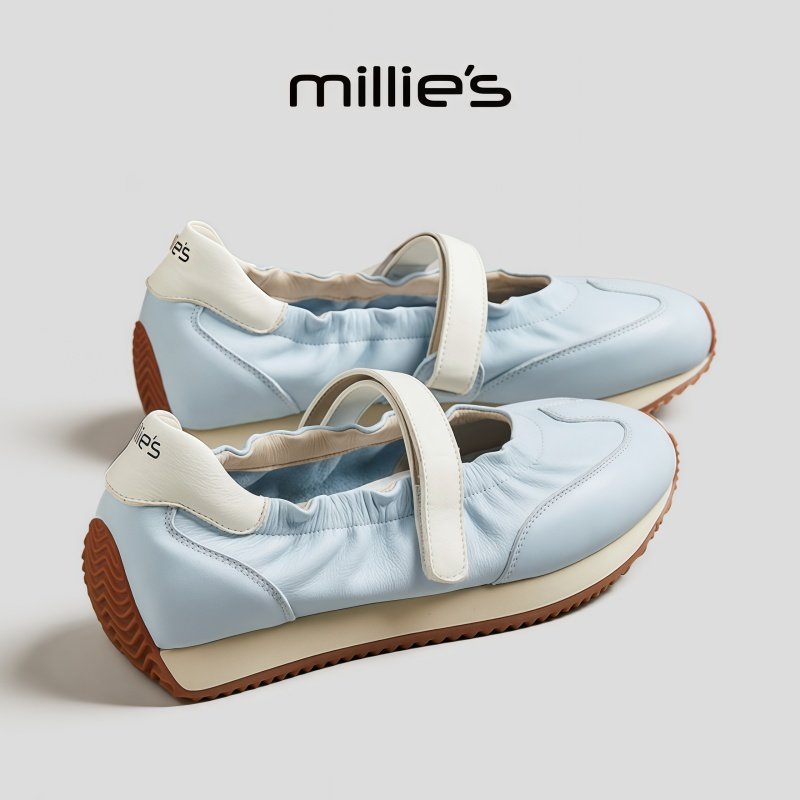 MILLIE'S/妙丽圆头平底复古褶皱芭蕾风优雅玛丽珍时尚浅口单鞋女,女鞋,浅口单鞋,淘宝优惠券,粉丝福利购,淘宝优惠卷