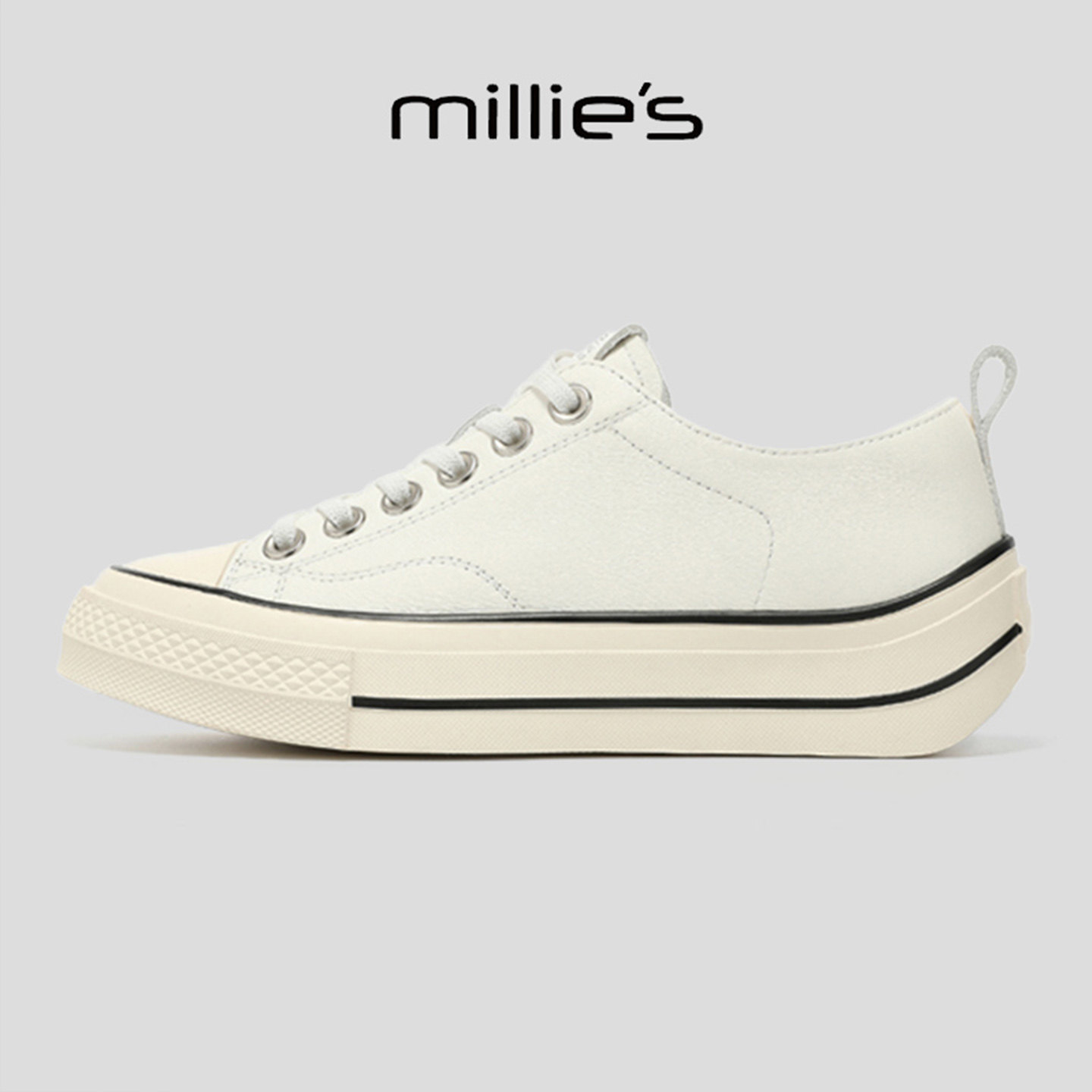 MILLIE'S/妙丽2026年超火的鞋子简约纯色休闲鞋百搭小白鞋板鞋女