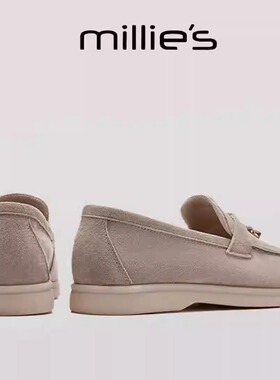 millies妙丽 学院风复古流苏休闲吊坠乐福鞋春季杏头平底日常通勤