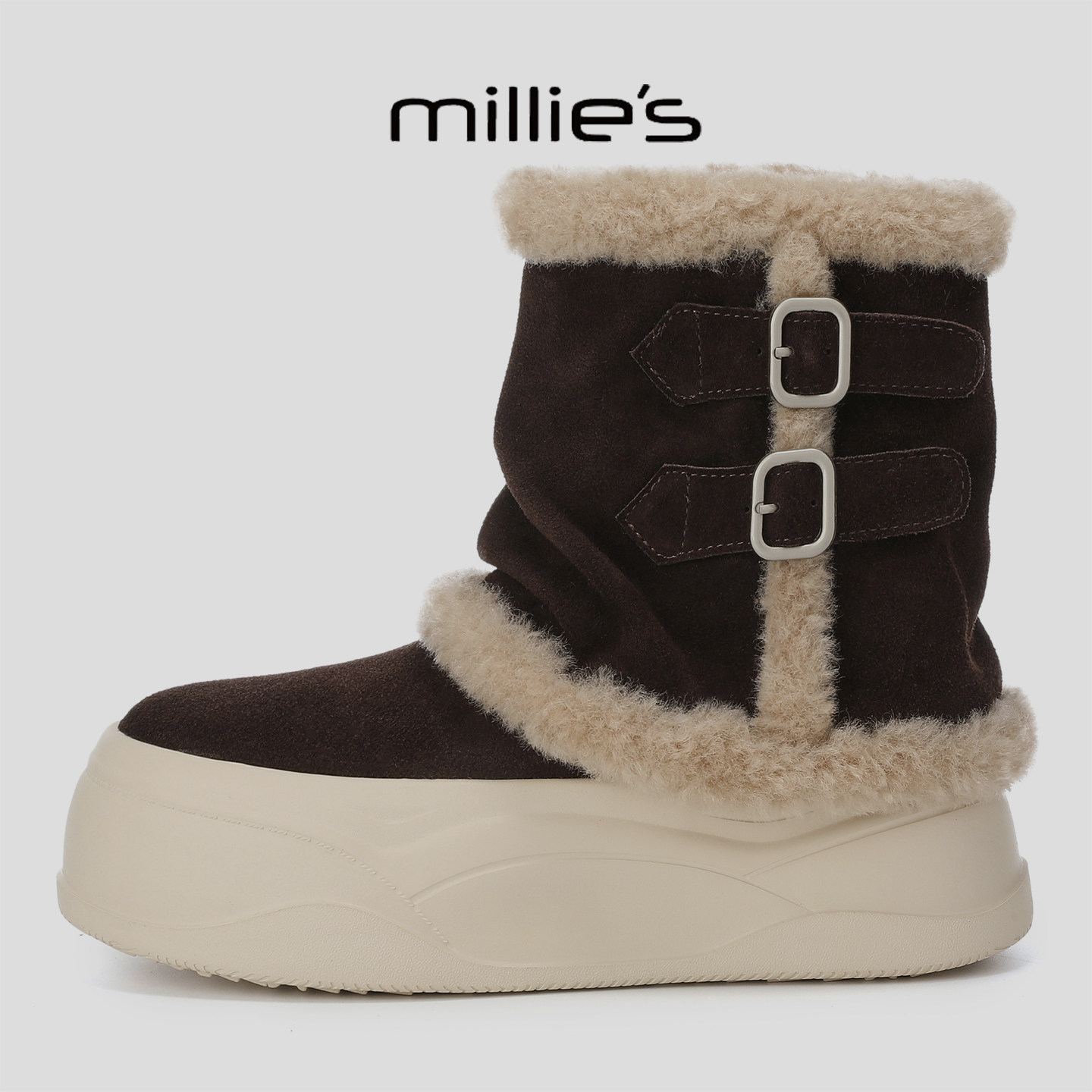 MILLIE'S/妙丽2025新款加绒保暖雪地靴东北防寒短靴厚底增高棉靴,女鞋,西部靴,淘宝优惠券,粉丝福利购,淘宝优惠卷