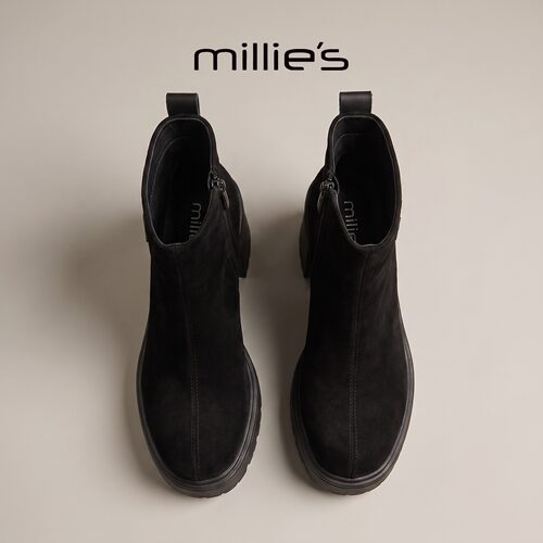 MILLIE'S/妙丽加绒真皮马丁靴女